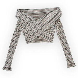 Vintage Windsor Long Sleeve Wrap Crop Top